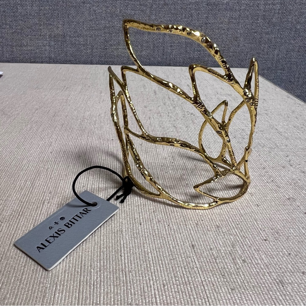 Alexis Bittar Gold Phoenix Crystal Embellished Rocky Cuff Bracelet NWT